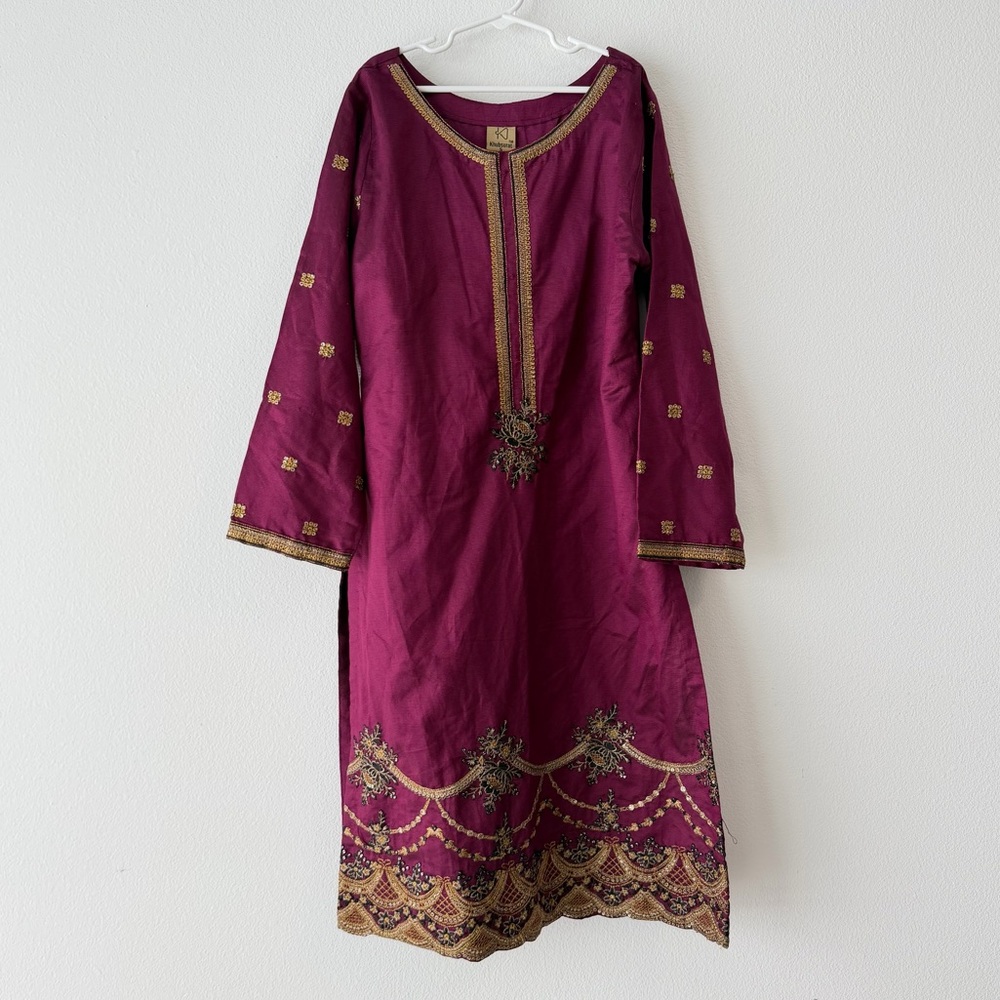 Magenta Embroidered 3-Piece Suit with Dupatta